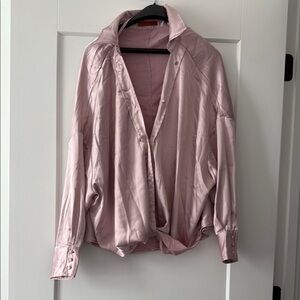 Signature Satin Blouse in Light Pink